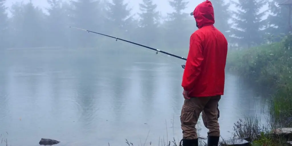 fishing in the rain